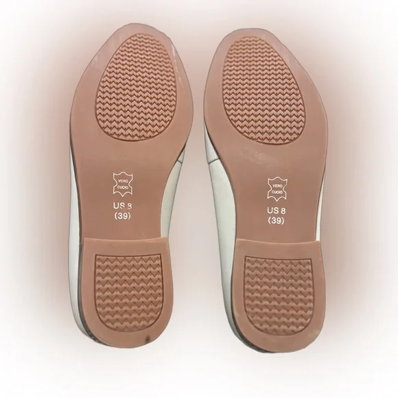 Mona Flying Ivory Leather Penny Loafers US 8 Italian Leather Quiet Luxury - Picture 6 of 9